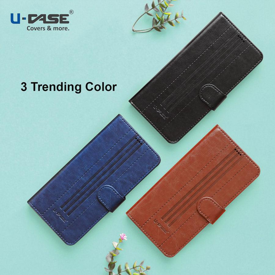 U-CASE Magnetic Flip Cover for Realme Narzo N53 / Realme C53 / Realme C51 Vegan Foldable Stand & Pocket Magnetic Closure - Aibex